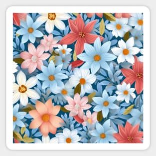 Floral Symphony: Graceful Blossoms in Dynamic Hues Sticker